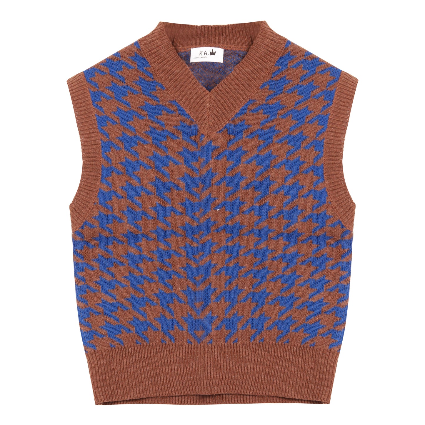 Y2K Houndstooth Vest Pullover Women's Knitted Vest New Autumn and Winter Loose Korean Outdoor Sweater Waistcoat