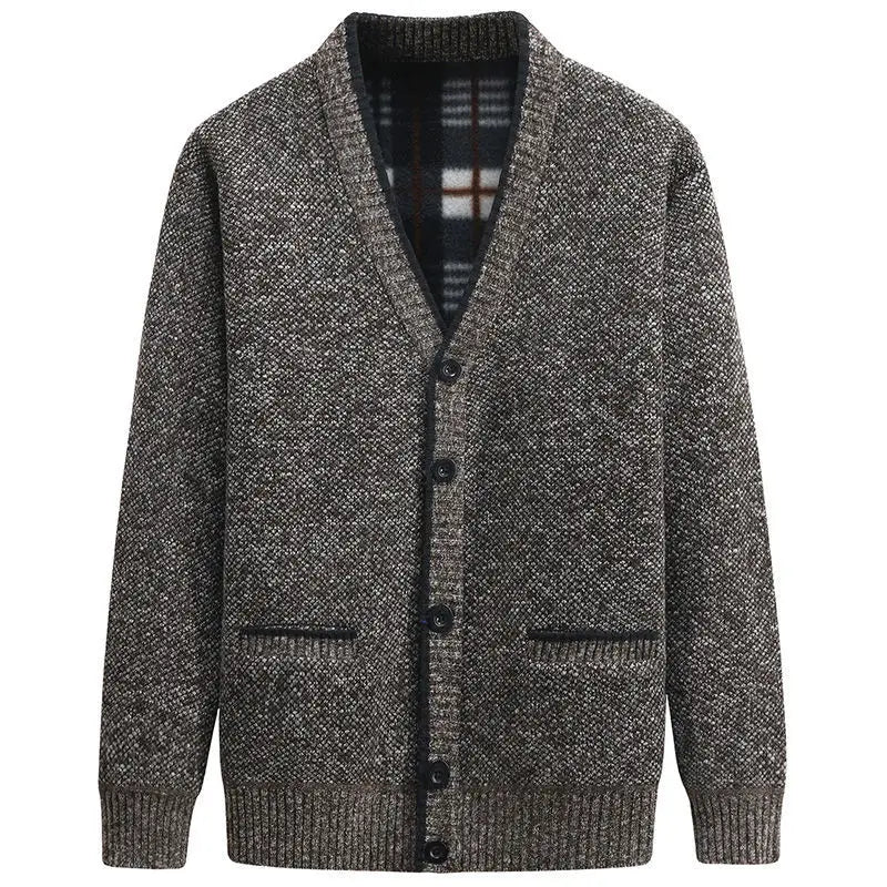 maoxiangshop New Cardigan Men Autumn Winter Thick V Neck Knitted Sweater Coats Casual Warm Knitted Cardigan Men Fashion Mens Clothing
