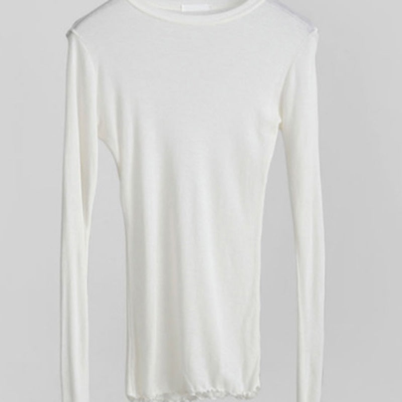 High Quality Plain T Shirt Women Cotton Elastic Basic T-shirts Female Casual Tops Long Sleeve Sexy Thin T-shirt see through