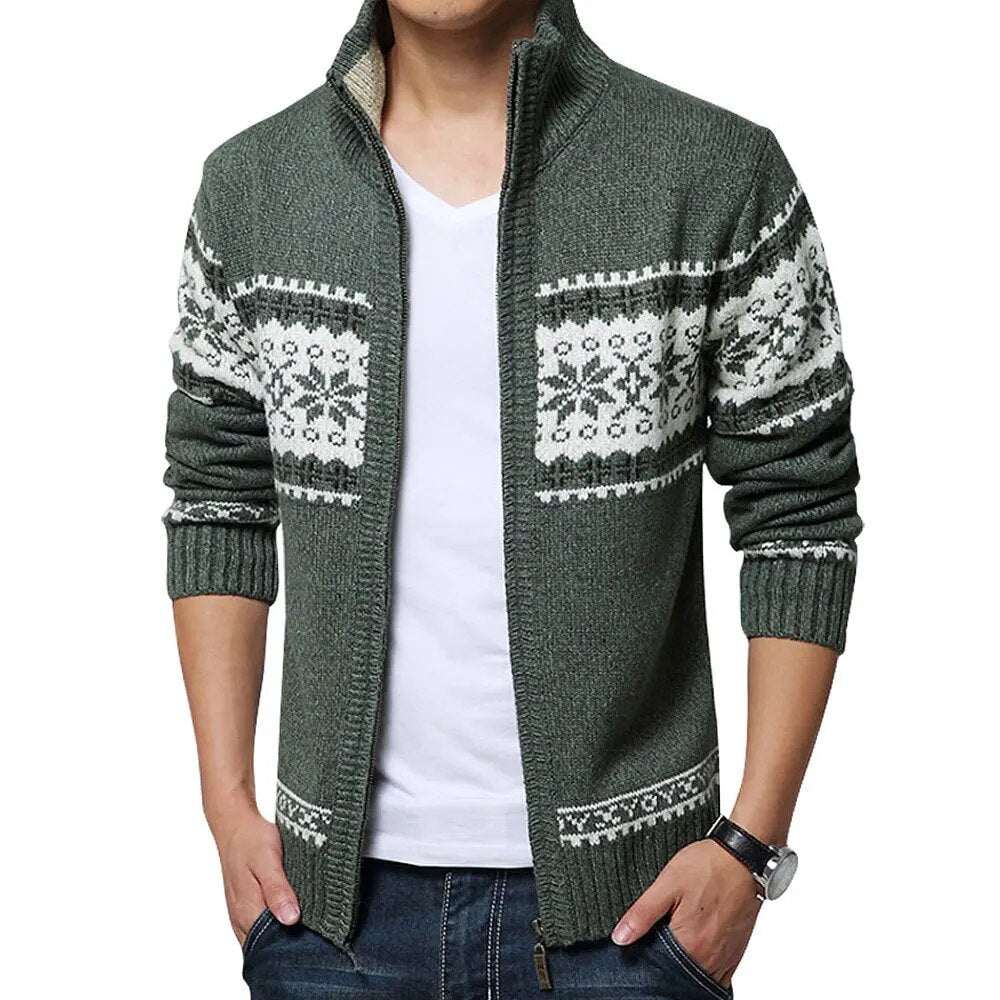 maoxiangshop New Autumn Winter Men's Sweater Wool Men Mandarin Collar Solid Color Casual Sweater Men's Thick Fit Brand Knitted Cardigans