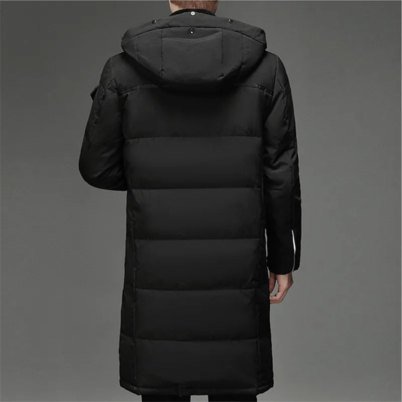 maoxiangshop New Winter White Duck Down Jackets Men Hooded Long Winter Coat Men Thick Warm Fashion Down Coat Mens Brand Parka Plus Size 5XL