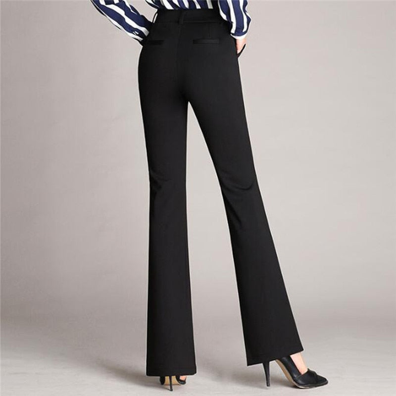 maoxiangshop Women's Pants Fashion Casual Loose Slim Flared Trousers High Waist Formal Trousers For Woman Skinny Solid Office Lady Wear