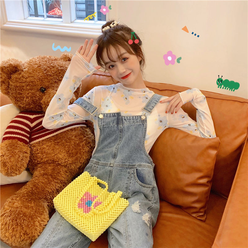 maoxiangshop Angel Print Sheer Blue Black Mesh Long Sleeve Blouse Shirts Women Spring Summer Pullovers Elegant Sexy See Through Tops