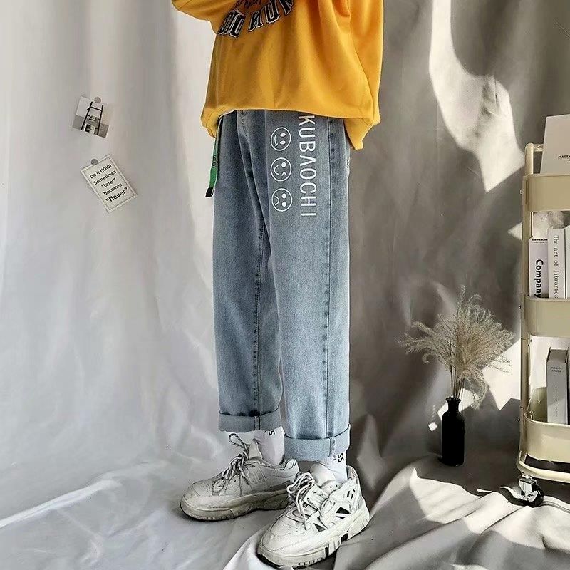 maoxiangshop Wide-leg Jeans Men's Autumn Daddy Trend Student Loose Straight-leg Pants Japanese Retro Big Pocket Loose Wild Fashion New W