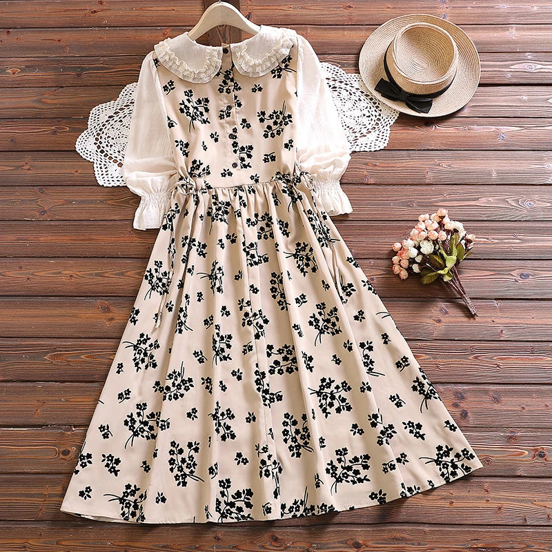 maoxiangshop girl cute kawaii sweet dress new autumn fashion long sleeve women vintage vestidos