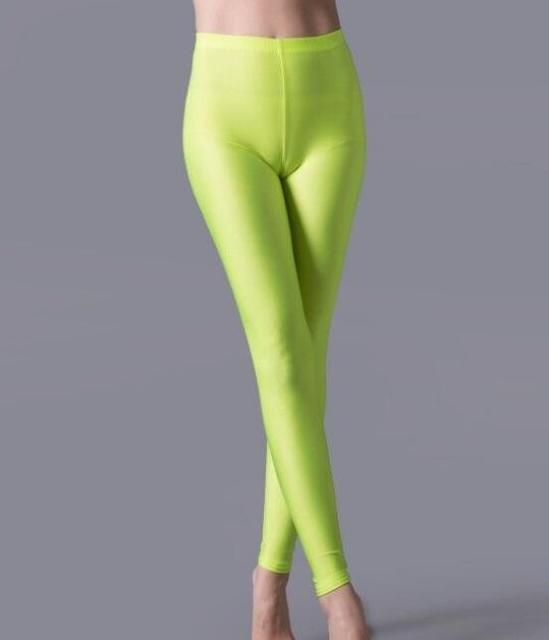 maoxiangshop Women Shiny Gym Pants Fitness Leggings Candy Color Ankle Length Trousers Solid Fluorescent Spandex Elastic New Bottom