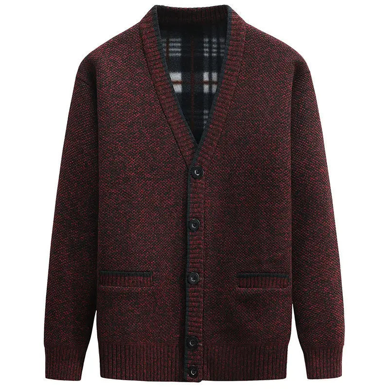 maoxiangshop New Cardigan Men Autumn Winter Thick V Neck Knitted Sweater Coats Casual Warm Knitted Cardigan Men Fashion Mens Clothing