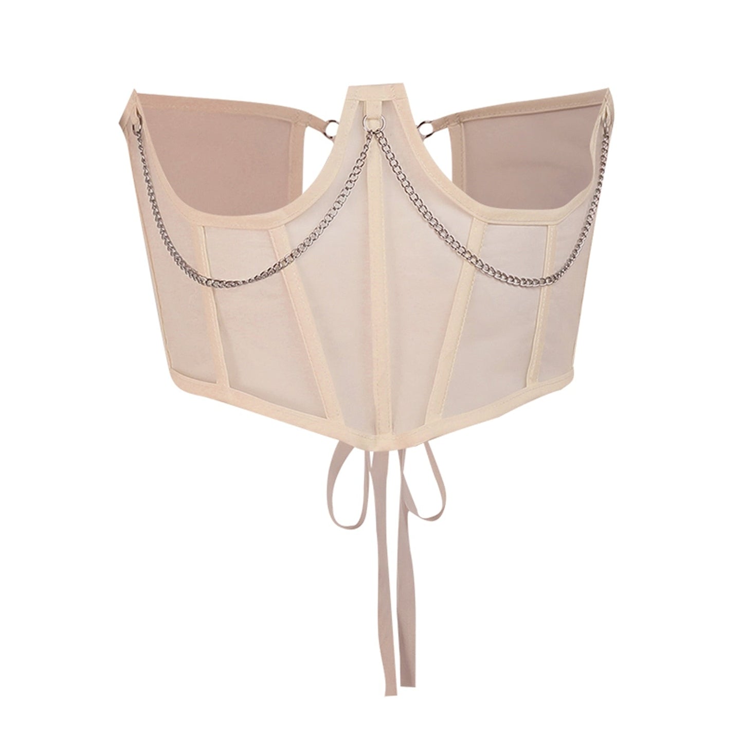 maoxiangshop Sexy Gothic Bustiers Women Waist Belt Corset Top Sexy Chain Perspective Corset Underbust Mesh Shapewear Girdle Black White