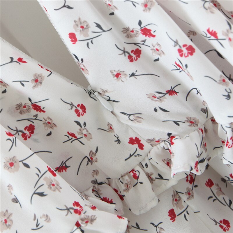 maoxiangshop Vintage Spring Summer Chic Floral Print Lace Square Neck Cute Cake Cascading Ruffled Strap Mini Dress Woman New