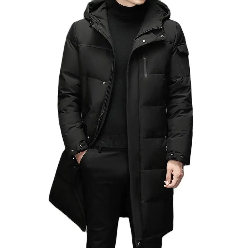maoxiangshop New Winter White Duck Down Jackets Men Hooded Long Winter Coat Men Thick Warm Fashion Down Coat Mens Brand Parka Plus Size 5XL