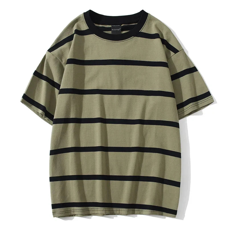 maoxiangshop Mew Men T Shirt Color Block Print 3 Color Optional Tee Shirts Simple High Street Basic All Match Cargo Tops Mens Streetwear