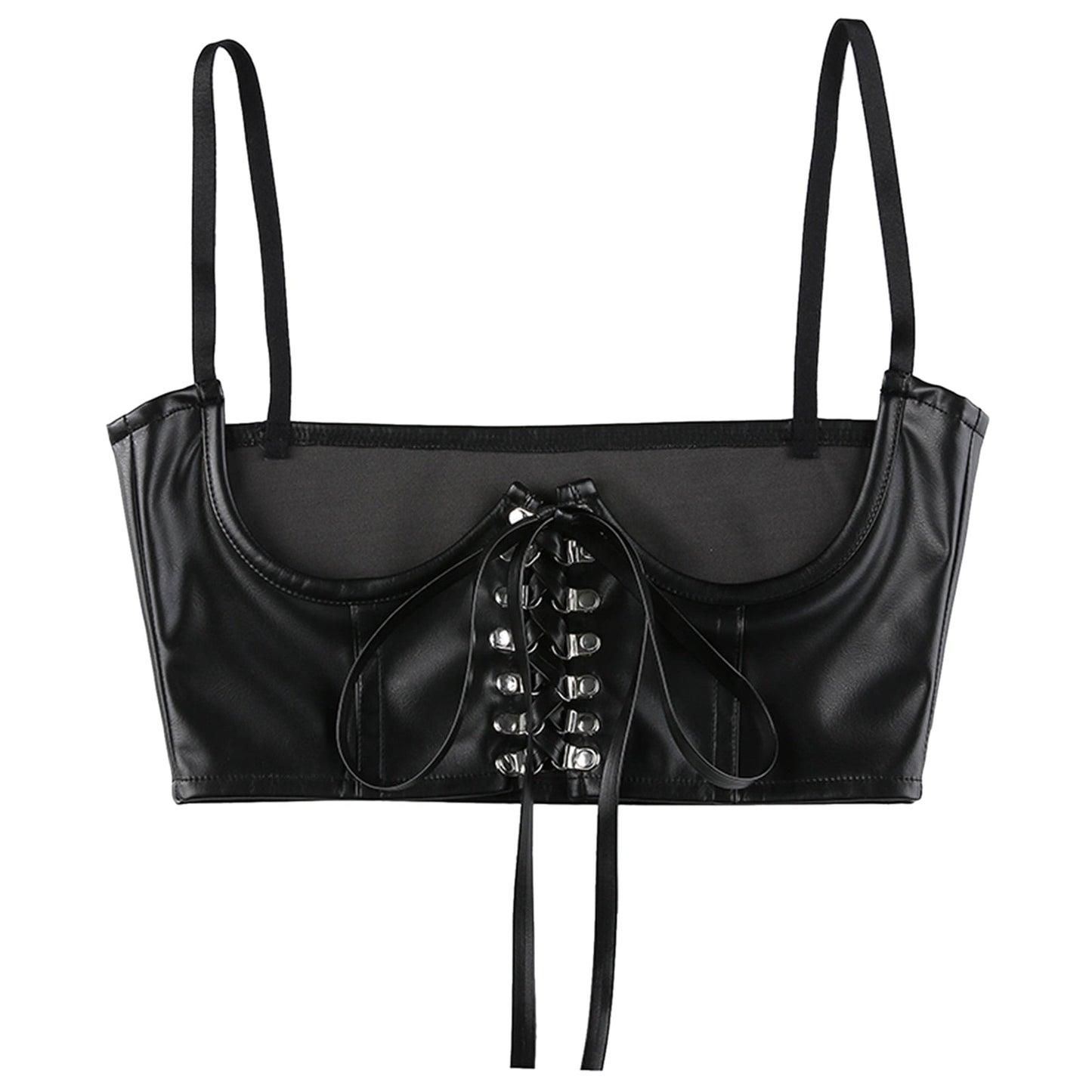 maoxiangshop Women Garters faux Leather Vest Metal Buckle Lace Up Tight Fitting Camisole Blouse Female Waist Belt Straps Suspenders Belt