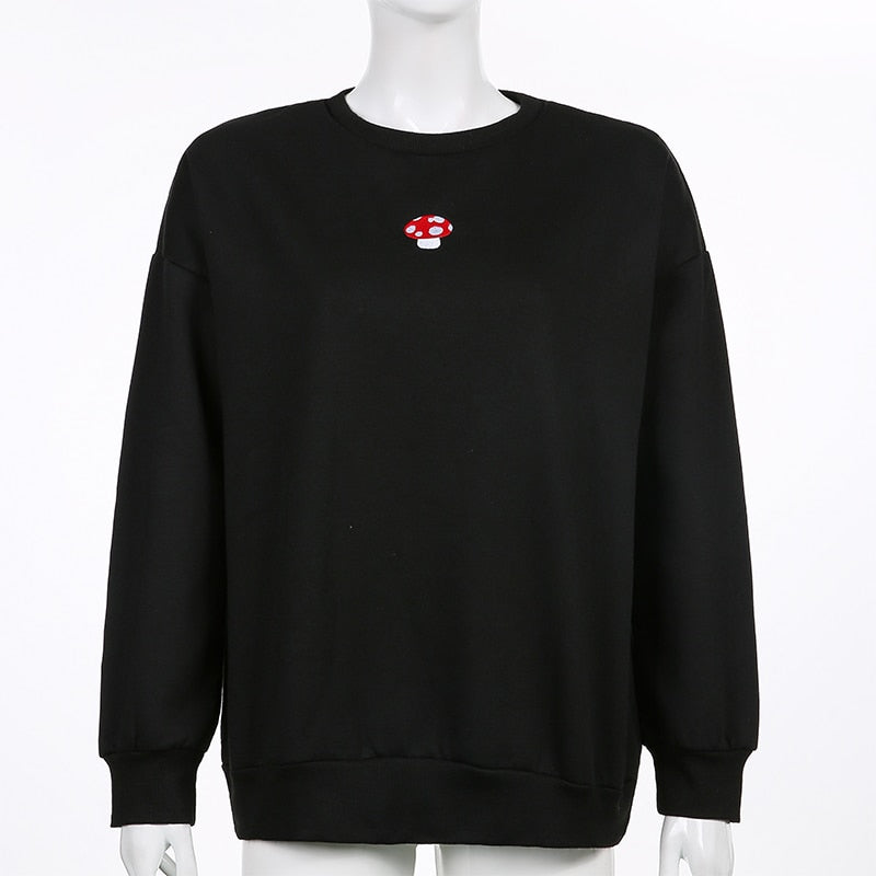 Autumn Punk Black Sweatshirts Tops Gothic Grunge Oversized Hoodie Streetwear Womens Hip-hop Cool Couple High Street Pullovers