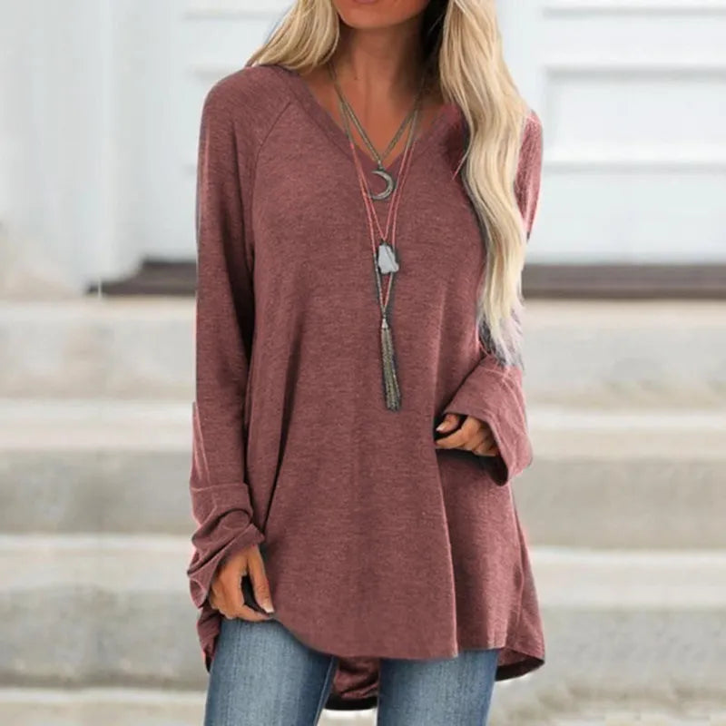 maoxiangshop Female Clothes New Spring Autumn S-8XL Oversized T-shirt Solid Long Sleeve Loose Cotton Casual Harajuku Tunic Tees Top Women's