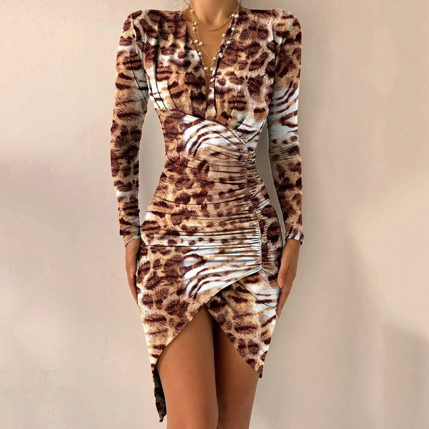 maoxiangshop Party Dresses For Women Fashion Elegant Hot Stamping Sequins Dress women Irregular-Hem Sexy Deep V-Neck Bodycon Dresses