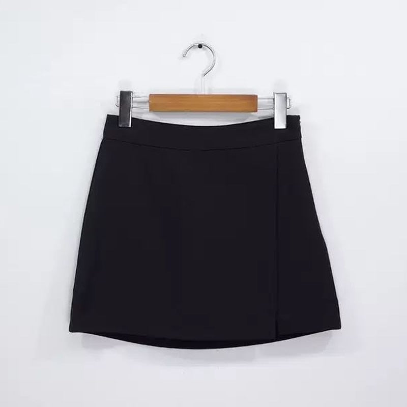 maoxiangshop Mini Skirts Women Irregular Solid Side-slit Stretchy Korean Style Trendy Chic OL High Waist Female Bottom Popular Spring Autumn