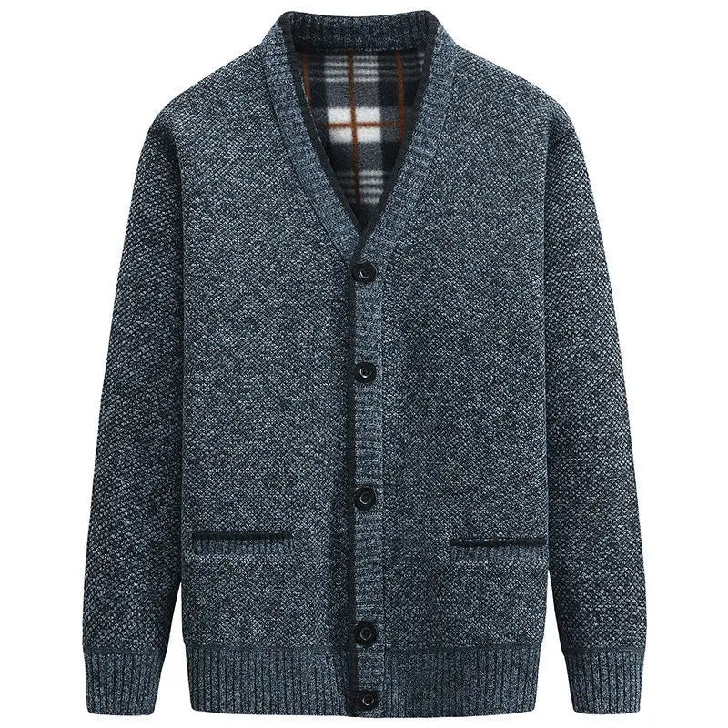 maoxiangshop New Cardigan Men Autumn Winter Thick V Neck Knitted Sweater Coats Casual Warm Knitted Cardigan Men Fashion Mens Clothing