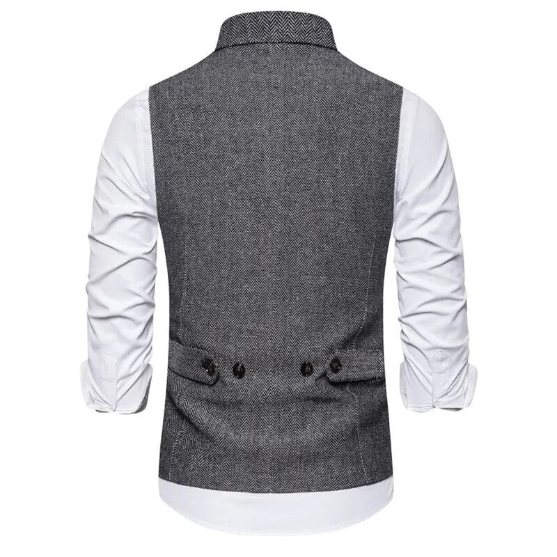maoxiangshop Vest Men Double Breasted Suit Vests Men Mens Sleeveless Suit Vest Waistcoat Vintage Formal Blazers Waistcoat for Wedding chaleco