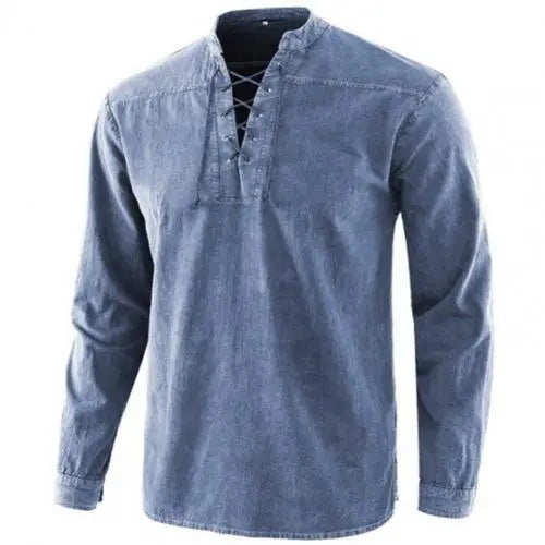 maoxiangshop Spring Autumn Men T Shirt Vintage Stand Collar Solid Color Long Sleeve Causal T Shirt Men Fashion Cotton Tops Tees Mens Clothing