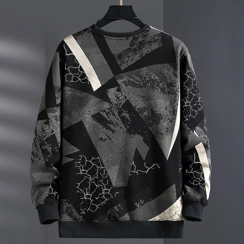 maoxiangshop Autumn Winter Fleece Sweatshirts Men Plus Szie 9XL 10XL Sweatshirt Fashion Hip Hop Geometric Graffiti Pullover Male Baggy Tops