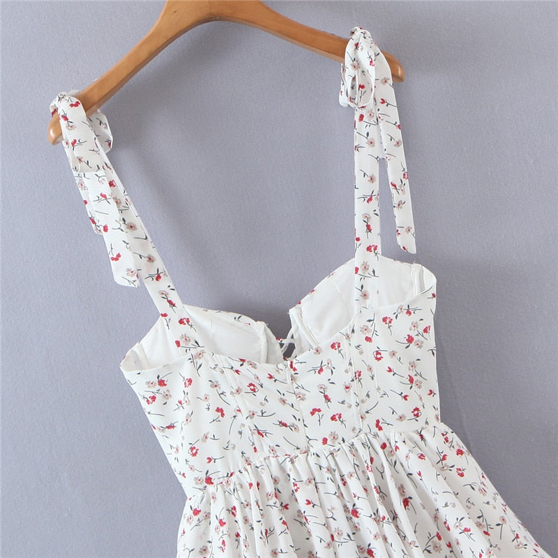 maoxiangshop Vintage Spring Summer Chic Floral Print Lace Square Neck Cute Cake Cascading Ruffled Strap Mini Dress Woman New