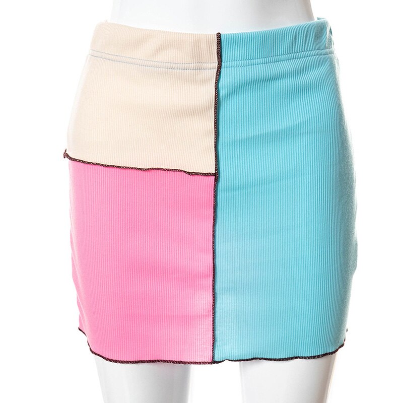 Summer Patchwork Skirt Women Slim Trendy Y2K Skirts Harajuku Casual High Waist Party Club Streetwear Bodycon E-girl Mini Skirts