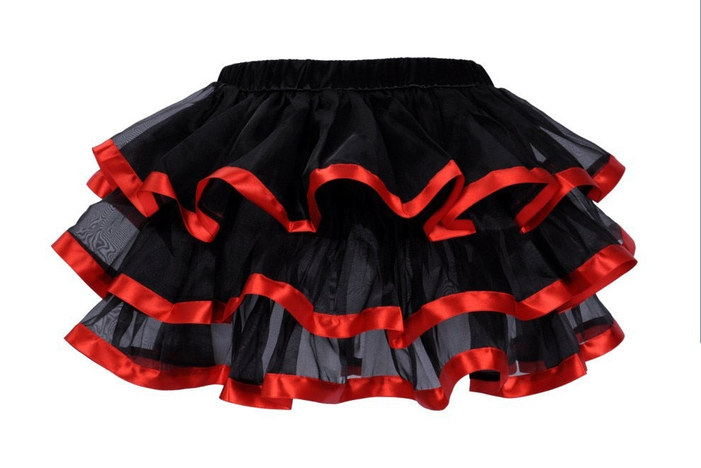 maoxiangshop Elastic Petticoat Gothic Women Skirt Petticoat Burlesque Mesh Sexy Micro Mini Tutu Skirt Ladies Performance Steampunk Skirts