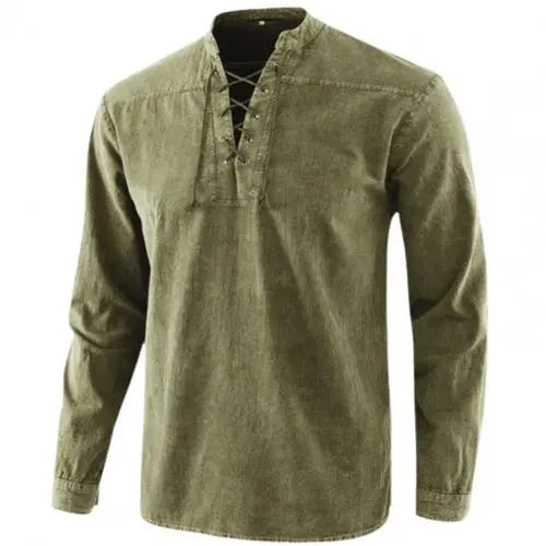 maoxiangshop Spring Autumn Men T Shirt Vintage Stand Collar Solid Color Long Sleeve Causal T Shirt Men Fashion Cotton Tops Tees Mens Clothing