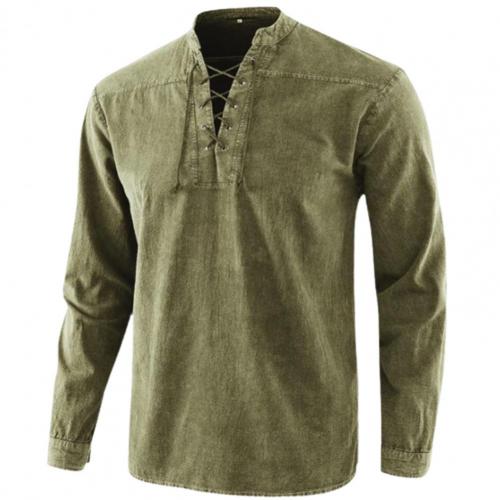 maoxiangshop Men Knight Medieval Tunic Vintage Lace Up Renaissance Roman Shirts Halloween Costume for Adult Viking Pirate Cosplay for Dating