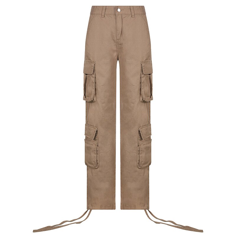 Women's Jeans Cargo Pants Denim Trousers Baggy Jeans Wide Black Bottoms Streetwear Y2K Pants Brown High Waist Straight Leg Jeans