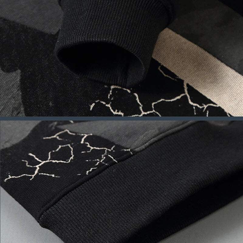 maoxiangshop Autumn Winter Fleece Sweatshirts Men Plus Szie 9XL 10XL Sweatshirt Fashion Hip Hop Geometric Graffiti Pullover Male Baggy Tops