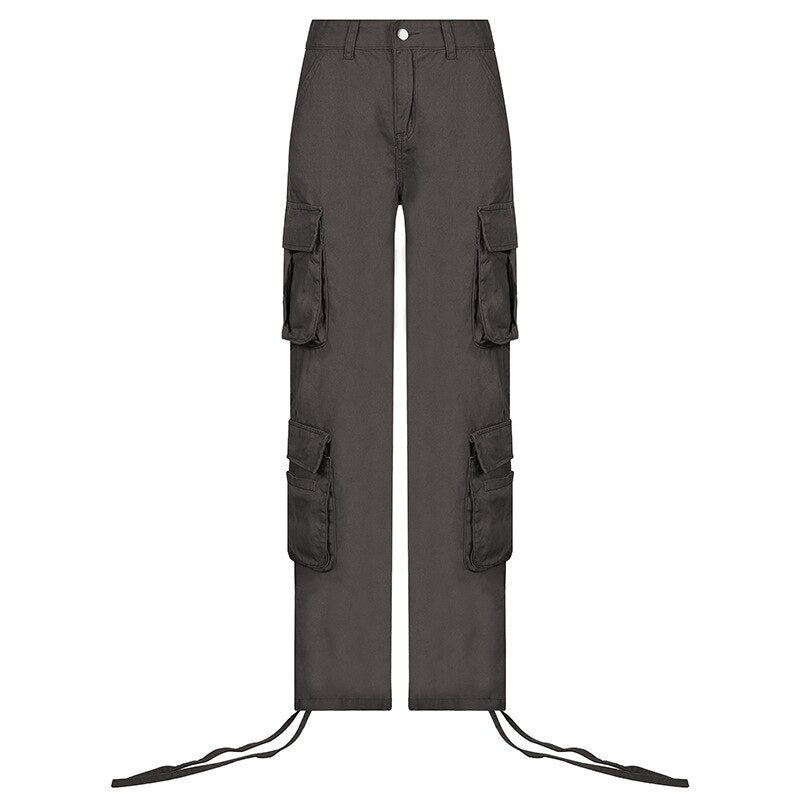 Women's Jeans Cargo Pants Denim Trousers Baggy Jeans Wide Black Bottoms Streetwear Y2K Pants Brown High Waist Straight Leg Jeans