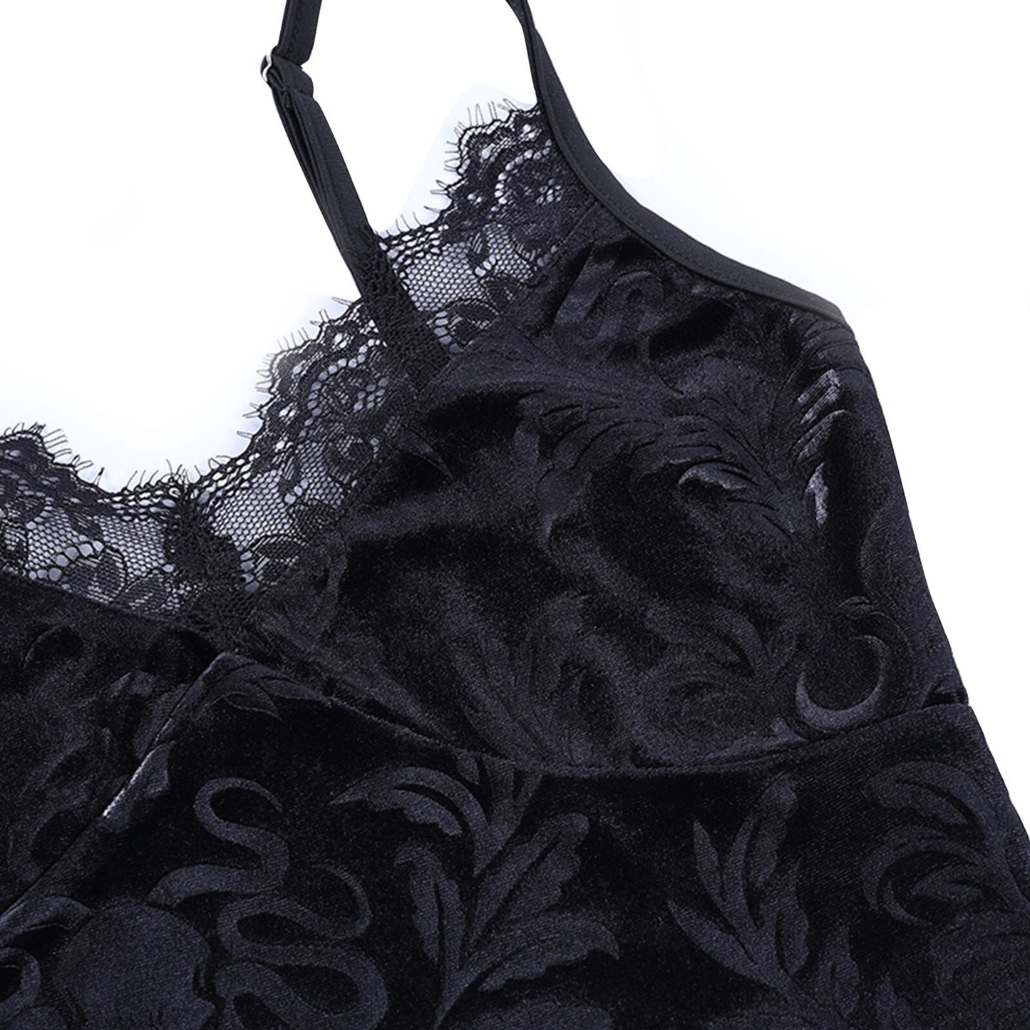 maoxiangshop Women Casual Sexy Camisole Black Floral Lace Hem V-neck Sleeveless Camis Gothic Crop Tops Ladies Tank Tops Skinny Clubwear