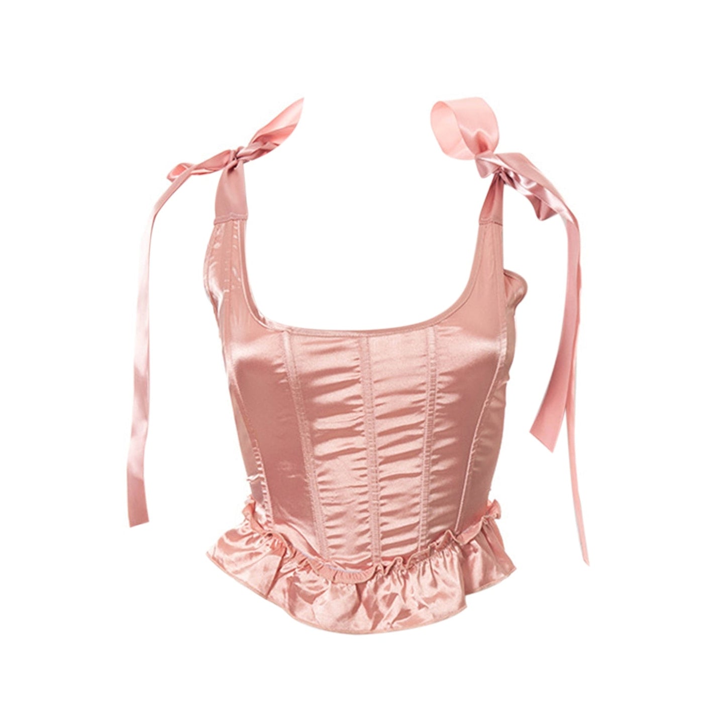 maoxiangshop Sexy Women Tube Tops Cropped Sexy Tank Cute Solid Color Bow Tie Strap Sleeveless Criss Cross Lace-Up Corset Vest