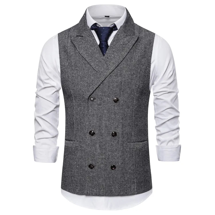 maoxiangshop Vest Men Double Breasted Suit Vests Men Mens Sleeveless Suit Vest Waistcoat Vintage Formal Blazers Waistcoat for Wedding chaleco