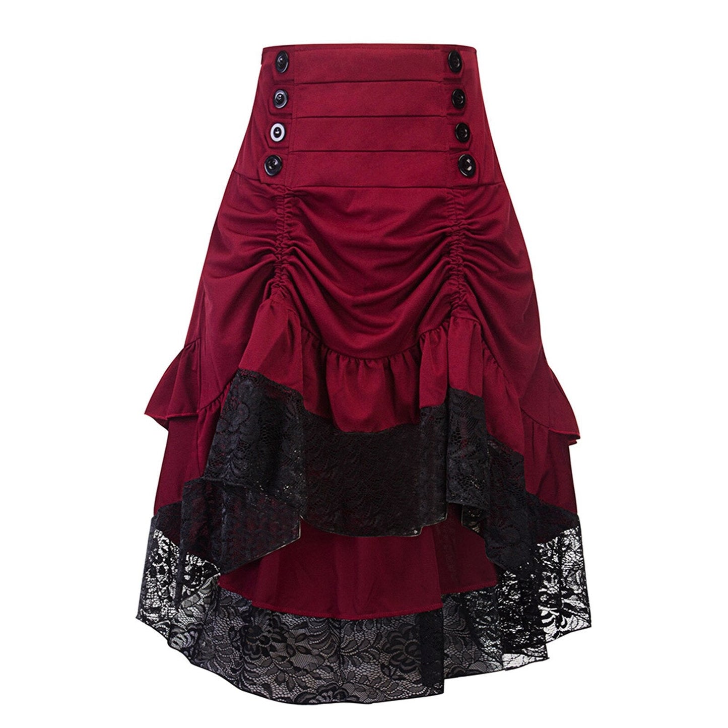 maoxiangshop Women's Gothic Halloween Skirts Lace Drawstring Patchwork Skirt Party Dress Gothic Clothes Pleated Skirt Jupe Longue Femme