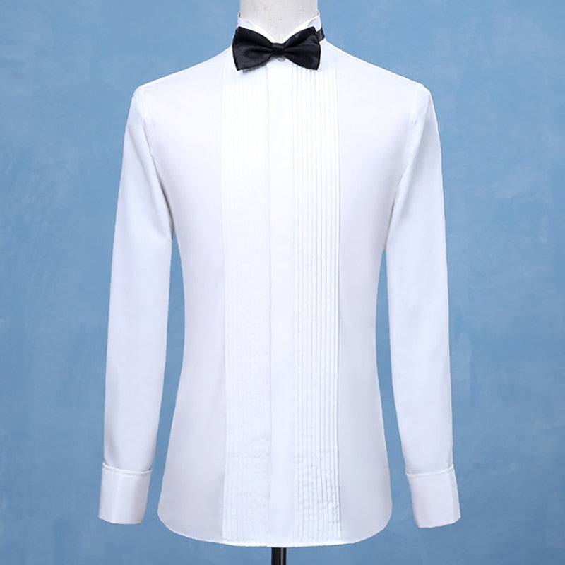 maoxiangshop Fashion Groom Tuxedos Shirts Best Man Groomsmen White Black Red Men Wedding Shirts Formal Occasion Men Shirts Wingtip Collar