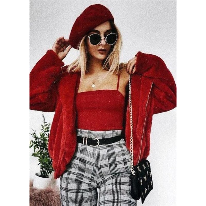 maoxiangshop Women Teddy Coat Autumn Hooded Fluffy Plush Winter Jacket Coat Women Coat Fashion Women Hoodie Short Jacket Christmas