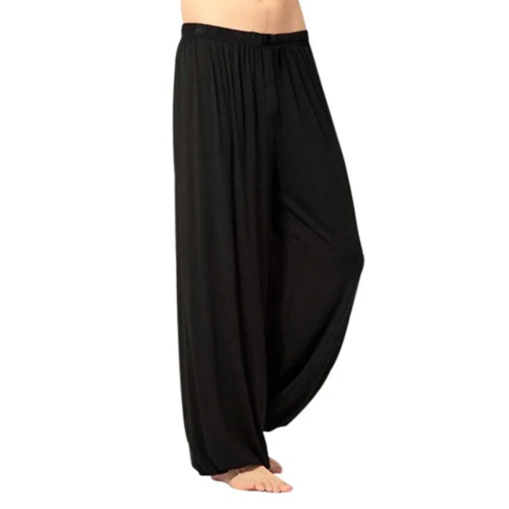 maoxiangshop Yoga Pants Men\'s Casual Solid Color Baggy Trousers Belly Dance Yoga Harem Pants Slacks sweatpants Trendy Loose Dance Clothing