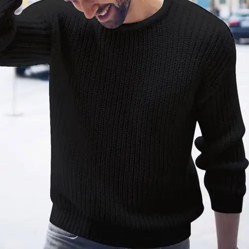 maoxiangshop Men Sweaters Solid Color Round Neck Sweater Men Long Sleeve Knitted Pullover Men Sweaters Mens Clothes pull homme ropa hombre
