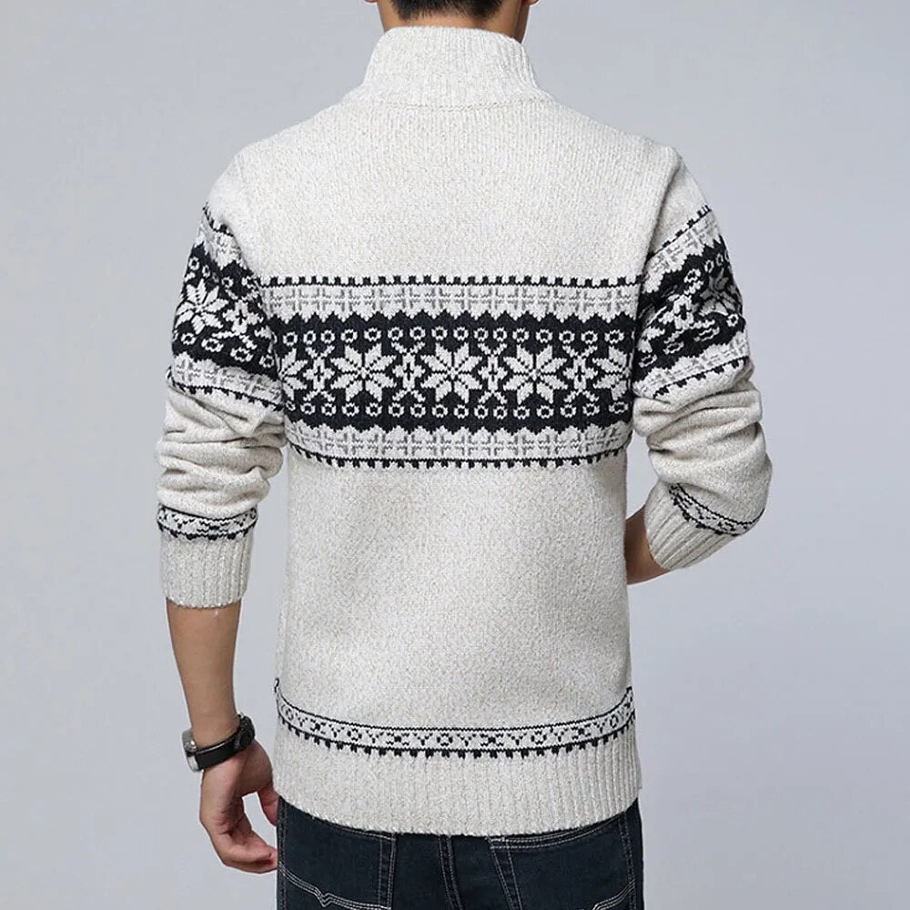 maoxiangshop New Autumn Winter Men's Sweater Wool Men Mandarin Collar Solid Color Casual Sweater Men's Thick Fit Brand Knitted Cardigans