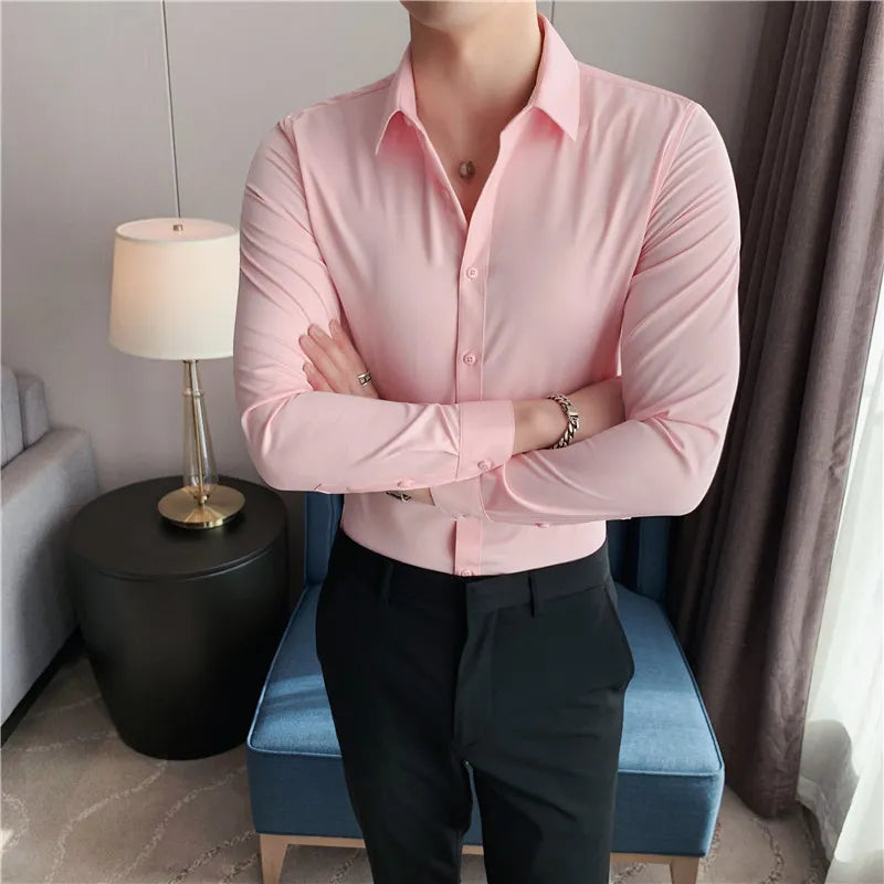 maoxiangshop Camisas De Hombre Long Sleeve Shirts For Men Clothing Business Formal Wear Camisa Social Masculina Slim Fit Chemise Homme