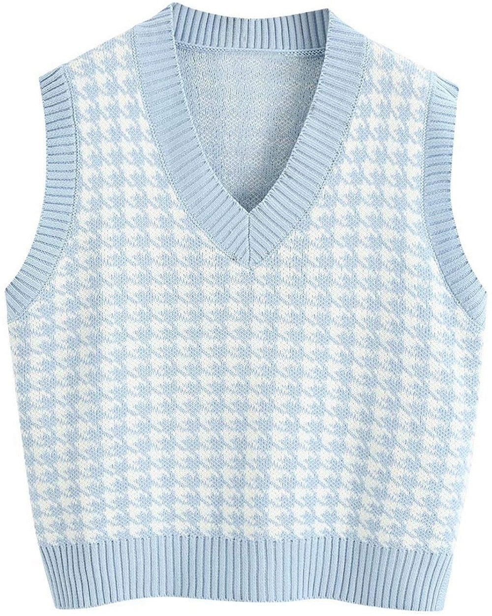 Y2K Houndstooth Vest Pullover Women's Knitted Vest New Autumn and Winter Loose Korean Outdoor Sweater Waistcoat