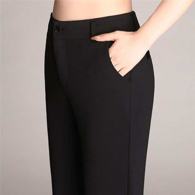 maoxiangshop Women's Pants Fashion Casual Loose Slim Flared Trousers High Waist Formal Trousers For Woman Skinny Solid Office Lady Wear
