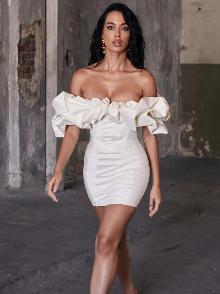 Summer Dress Women New Arrivals Ruffle Off The Shoulder Bodycon Dress House of Cb Black Evening Party Dress