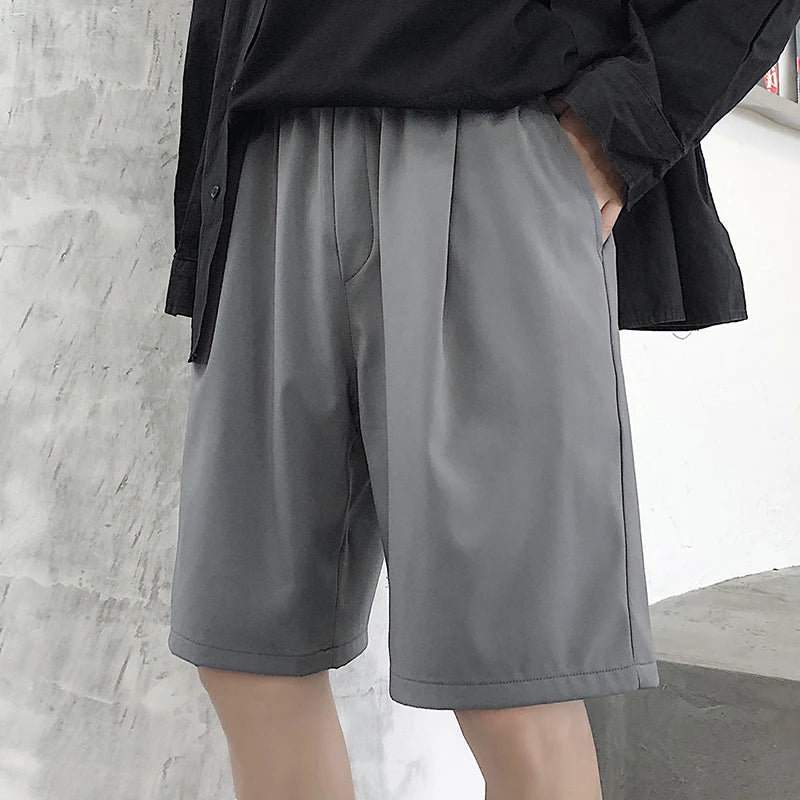 maoxiangshop Men Casual Shorts Soft Drawstring Male Summer Breathable Running Knee-length Trousers Oversize Solid Baggy Pocket-pants Hombre