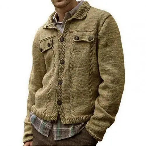 maoxiangshop Men's Knitwear Cardigan Sweater Multi-Button Long Sleeve Breathable Solid Color Men Wool Knitted Long Sleeve Sweater