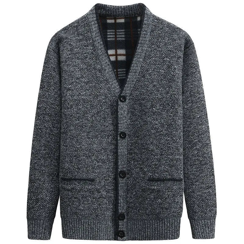 maoxiangshop New Cardigan Men Autumn Winter Thick V Neck Knitted Sweater Coats Casual Warm Knitted Cardigan Men Fashion Mens Clothing