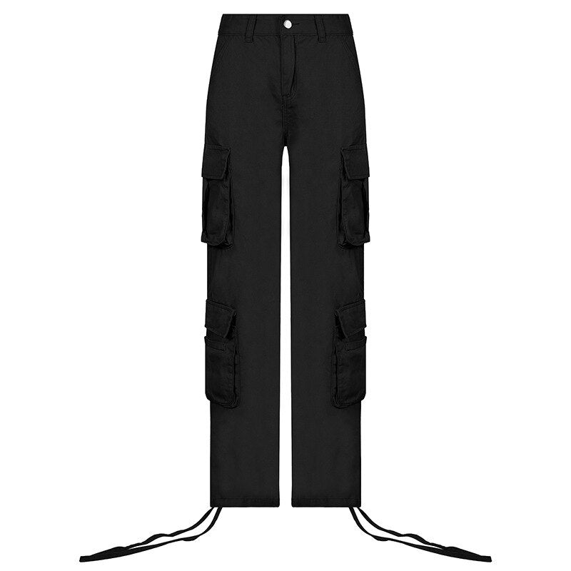 Women's Jeans Cargo Pants Denim Trousers Baggy Jeans Wide Black Bottoms Streetwear Y2K Pants Brown High Waist Straight Leg Jeans