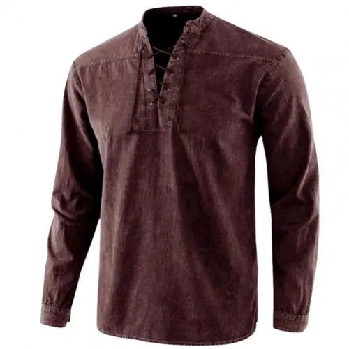 maoxiangshop Spring Autumn Men T Shirt Vintage Stand Collar Solid Color Long Sleeve Causal T Shirt Men Fashion Cotton Tops Tees Mens Clothing